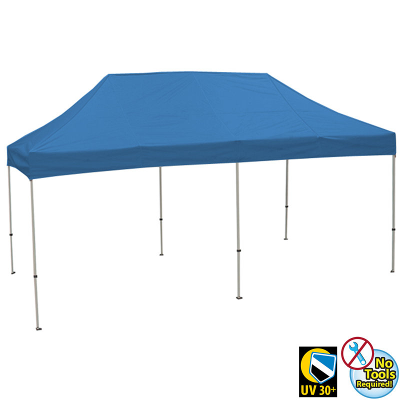 King Canopy 10ft x 20ft Blue Polyester Pop-Up Tent with White Aluminum Frame