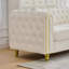Canapé 86 po, canapé 3 places en velours avec accoudoirs capitonnés 86 po - beige