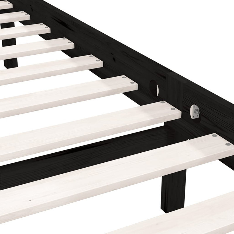 Deron Solid Wood Bed, Double (4'6), Black