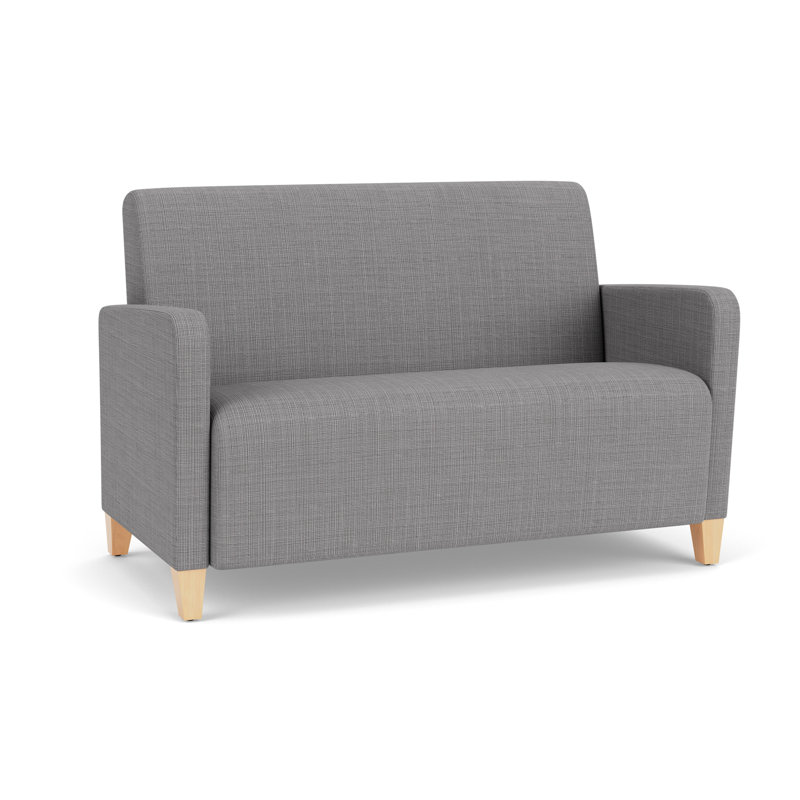 Causeuse de réception Ravenna, Gris chambray, Bois naturel