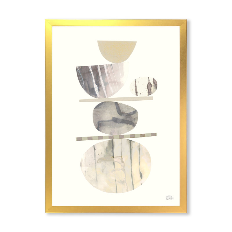 « geometric balance neutral ii »-image image sur toile, Cadre doré, H 20 po x l 12 po x P 1po