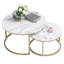 Nesting Coffee Tables, Marble Effect MDF Round Tabletop with Gold Metal Frame for Living Room-1757556069