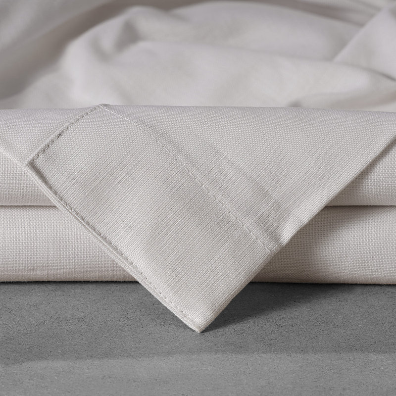 Rivoli Grommet Semi Sheer Curtains for Bedroom, Cotton Dune Textured Window Curtain Panel Pair, 50" W x 96" L, Supreme Cream
