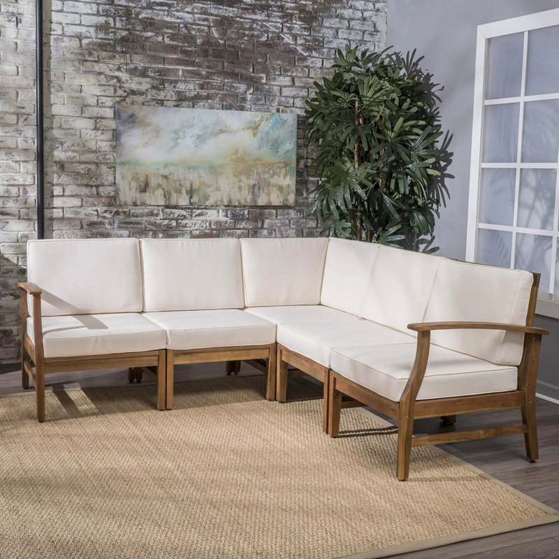 5-Pcs Sofa Set For Patio Backyard, Cream