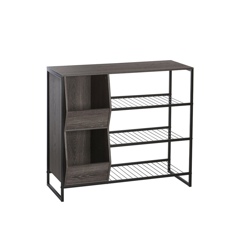 RiverRidge Afton Entryway Shoe Storage Organizer with 3 Shoe Racks and 2 Shoe Organizer Boxes - Weathered Woodgrain