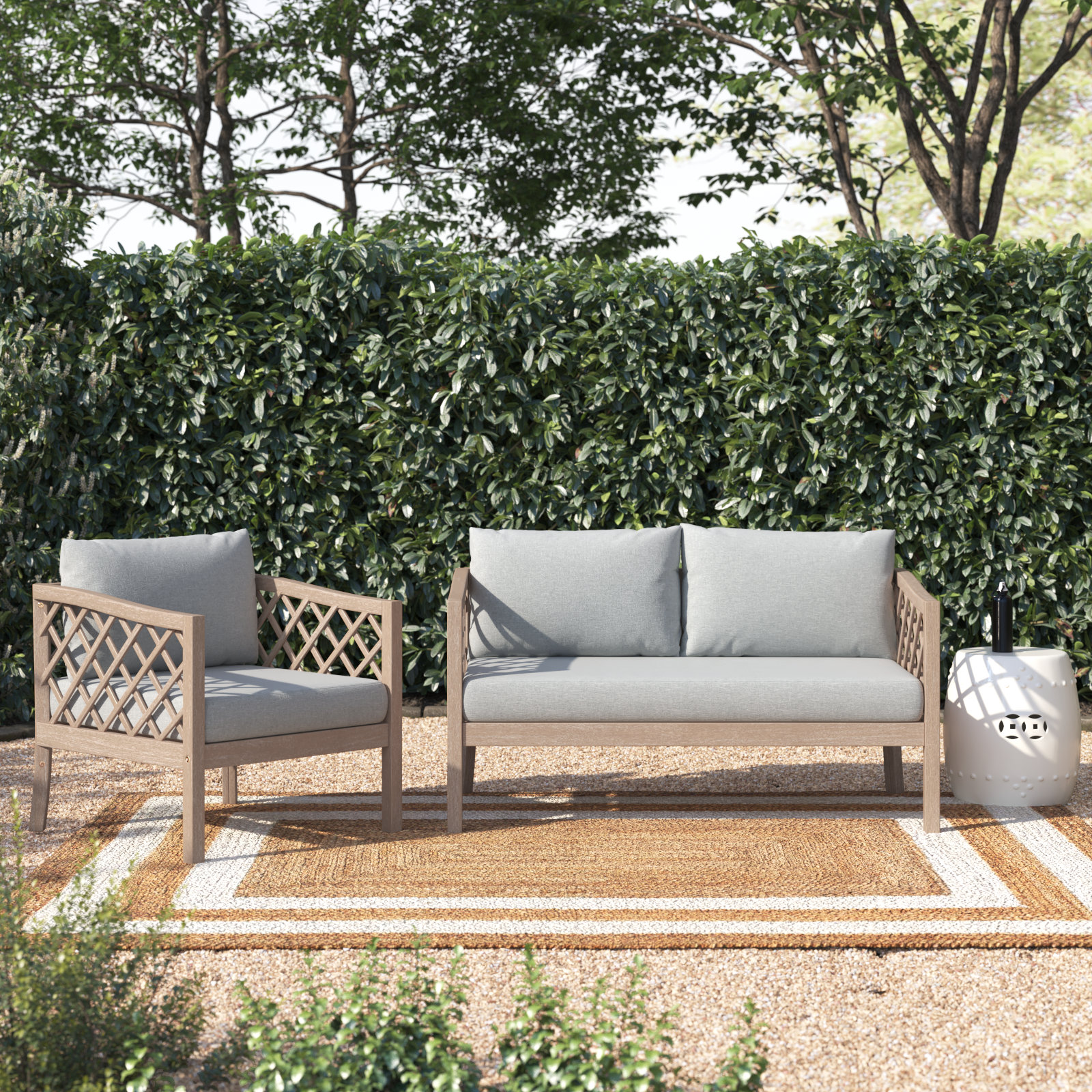 Barrett Eucalyptus 3 - Person Patio Conversation Set with Cushions