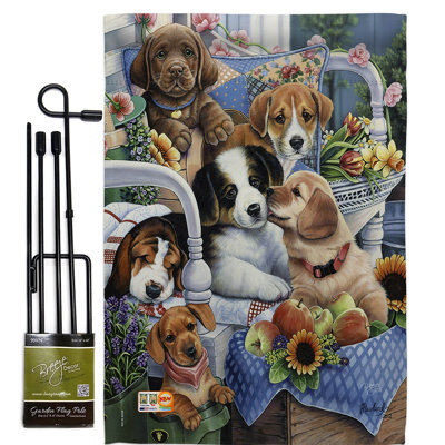 Ensemble de 2 faces 1,5 x 1,1 pi. "country pup nature animaux"