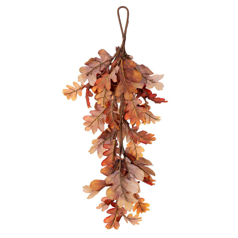 Larme de 35 feuilles de chêne d'automne orange. Elle mesure 35 par 7,5 pouces.