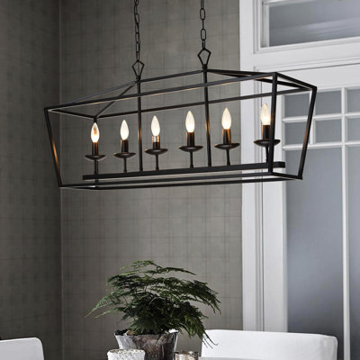 Lustre rectangulaire pour îlot de cuisine à 6 lumières Adalae