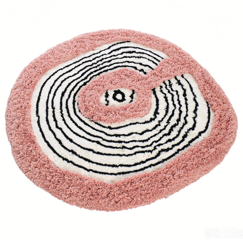 Tapis rond à poils longs irrégulier