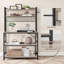 Kitchen Storage Rack With Power Outlet, Coffee Bar, Baker's Rack, With Metal Wire Panel,For Microwave, Steel Frame-1267773730-1267773728