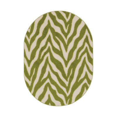 Tapis vert / beige à imprimé animal