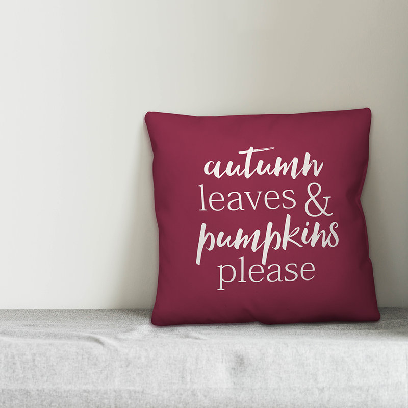  Housse de coussin Autumn Leaves & Pumpkins, 18 po x 18 po, Mauve