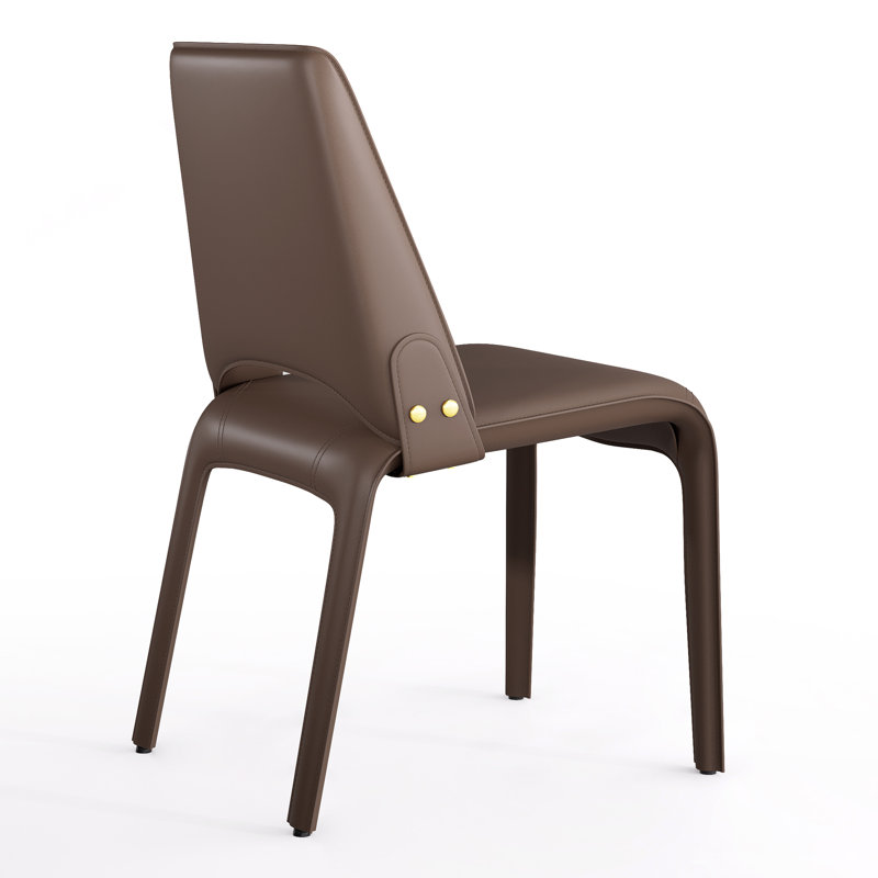 Fully Assembled Saddle Leather Dining Chair, Brown