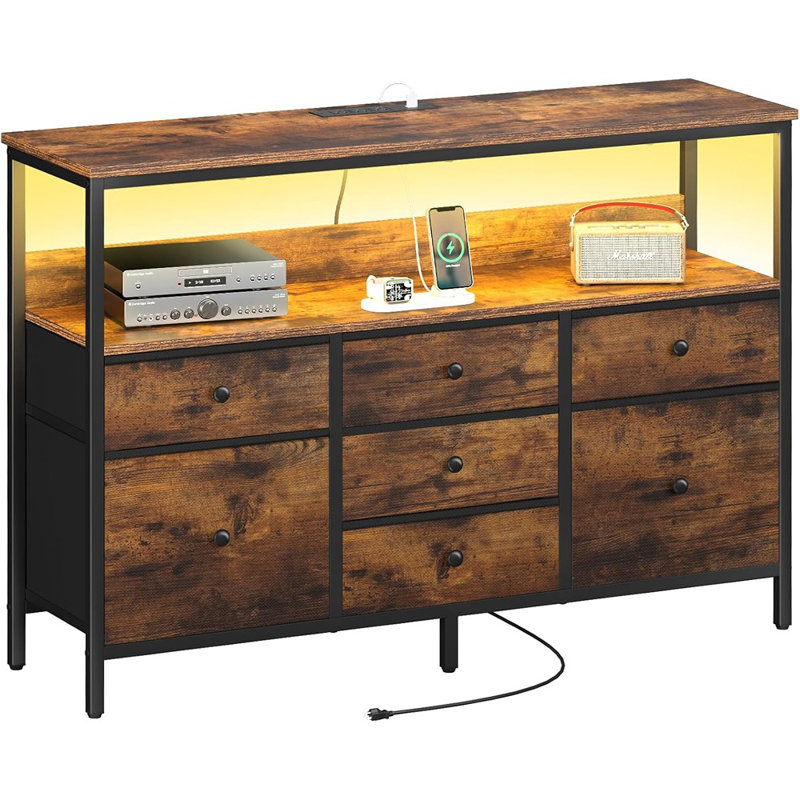 Meuble télé à DEL pour chambre à coucher, commode pour enfants 50 po ...