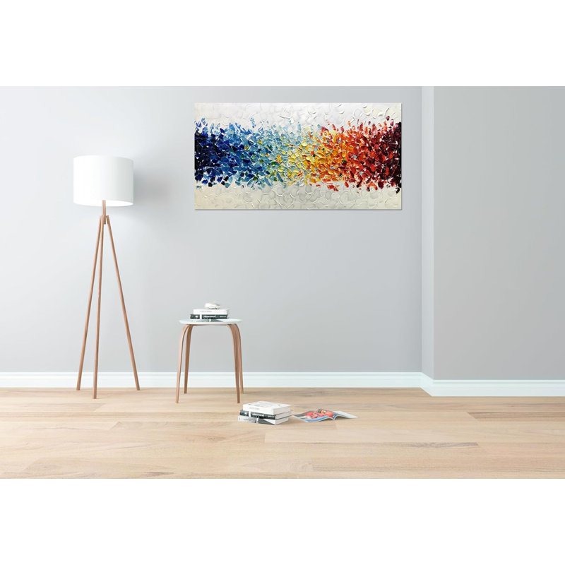 Hand-painted On Canvas Colorful White Background Abstract Oil Paintings Multi Color Wall Art Contemporary Artwork