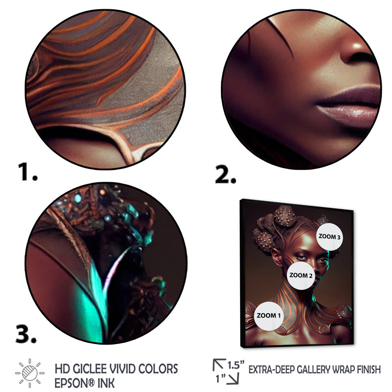 Houchins Tribal African Woman III sur impression sur toile, H 40 po x l 30 po x P 1,5 po, Cadre flottant noir