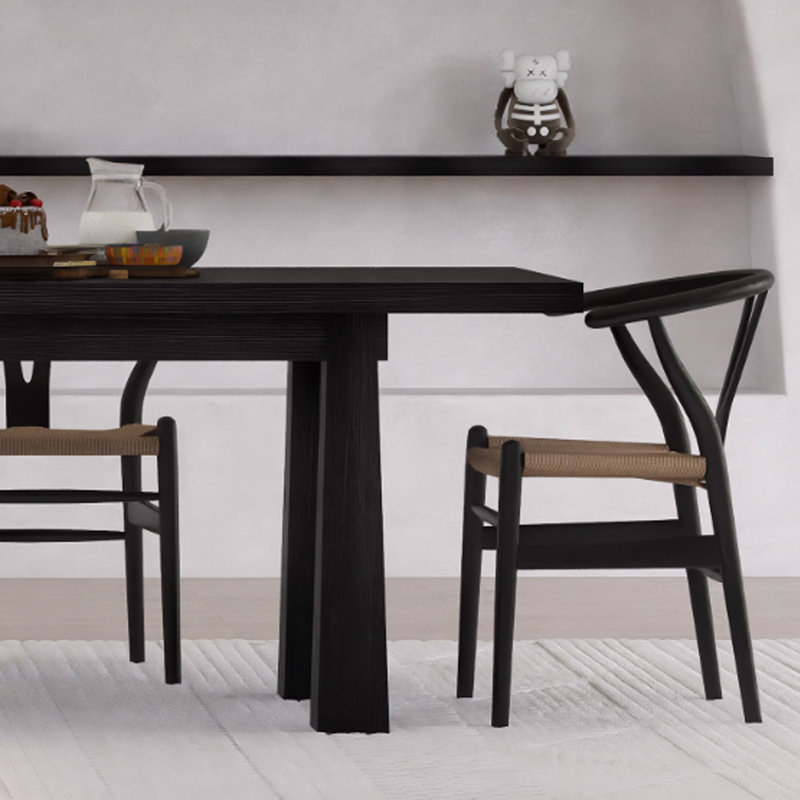 Solid Wood Dining Table, Black