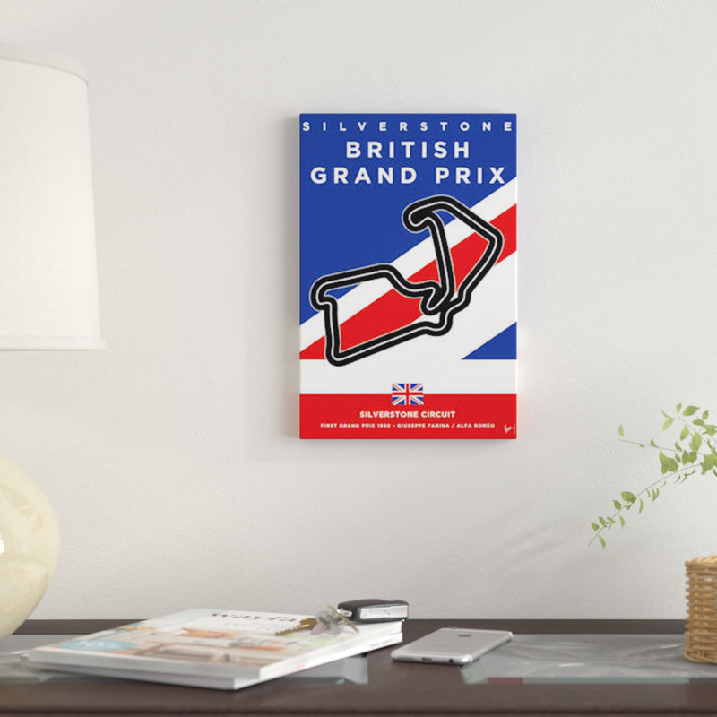 Impression sur toile, "Minimal Movie", Silverstone Race Track, H 18 po x l 12 po x P 1,5 po, Toile tendue, Pas de tapis