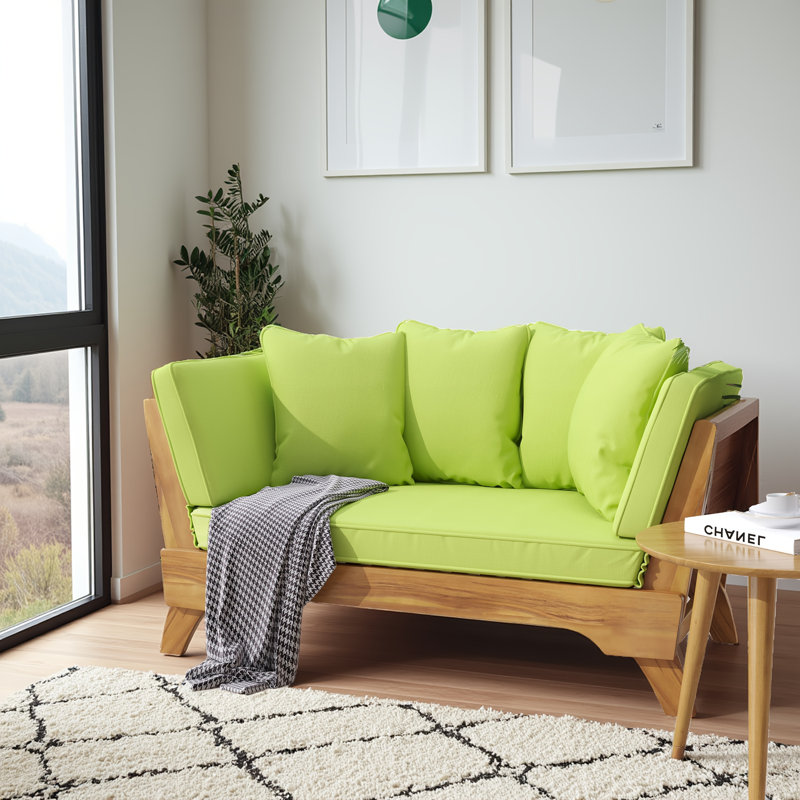 Lit de jour extensible en bois d'acacia Teak, Vert