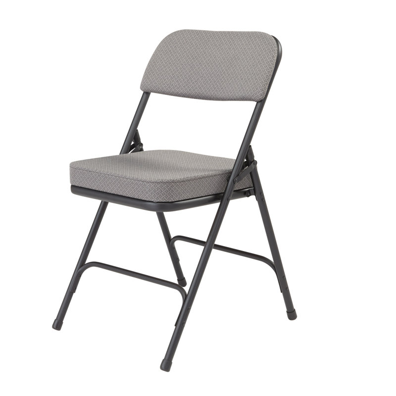 National Public Seating Fabric Padded Stackable Folding Chair Set of 4, Charcoal Grey