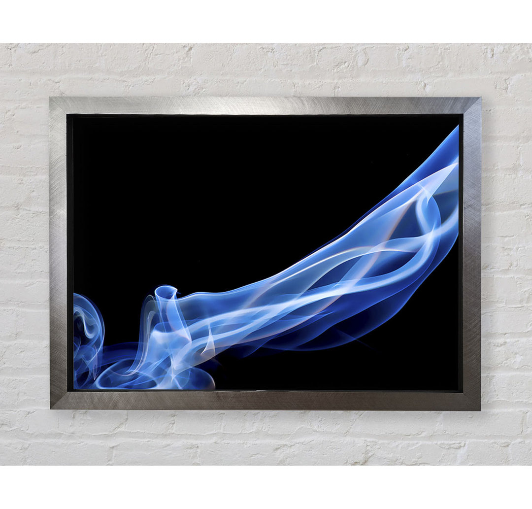 Blue Smoke On Black Gerahmter Druck Wandkunst