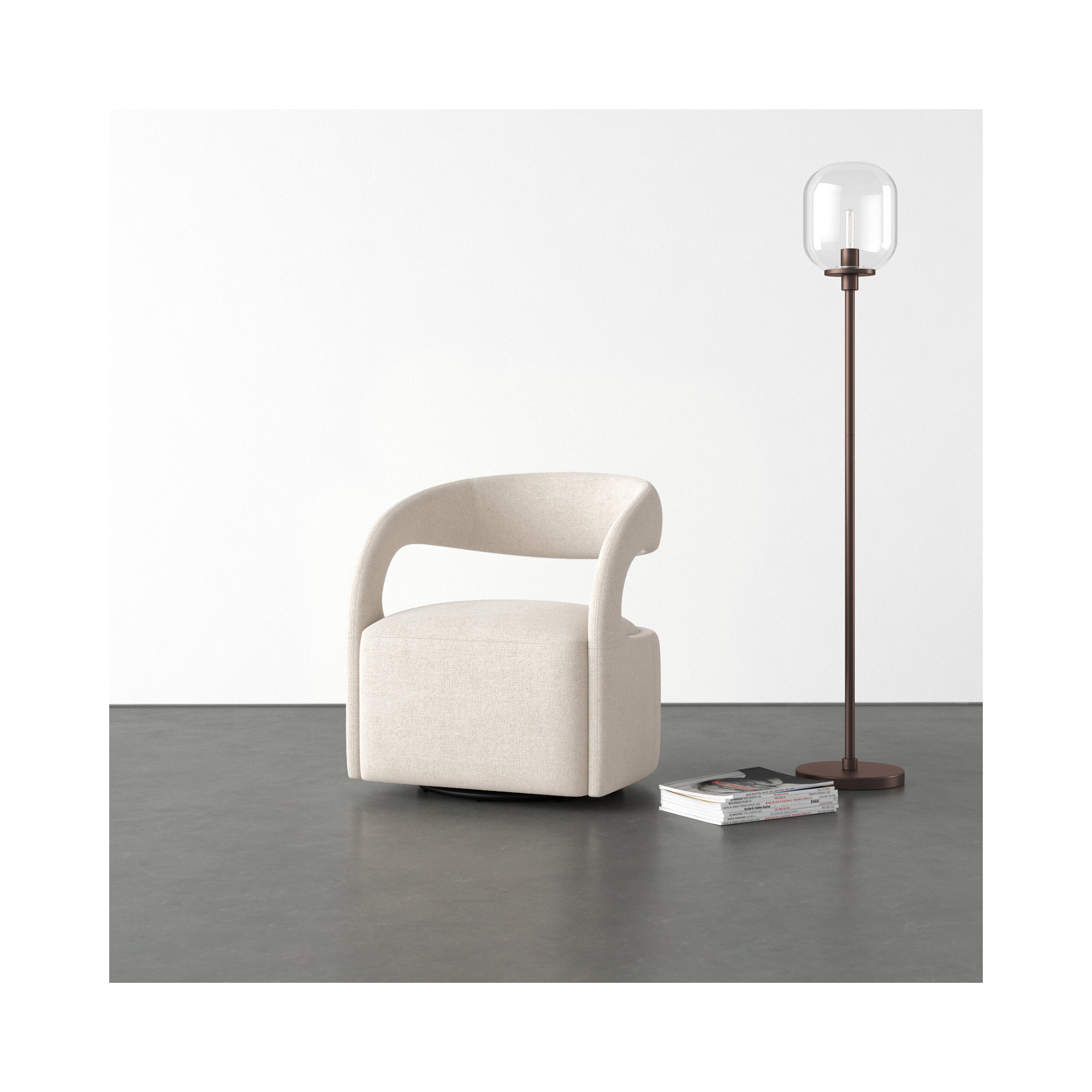 Finton Upholstered Swivel Armchair, Omari Natural