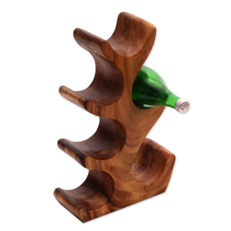 Support à vin de table en bois massif 6 bouteilles tiemey