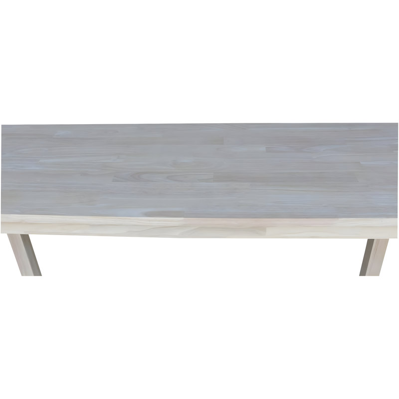 Solid Parawood Console Table With Butcher Block Surface, Unfinished Design For Custom Finishing