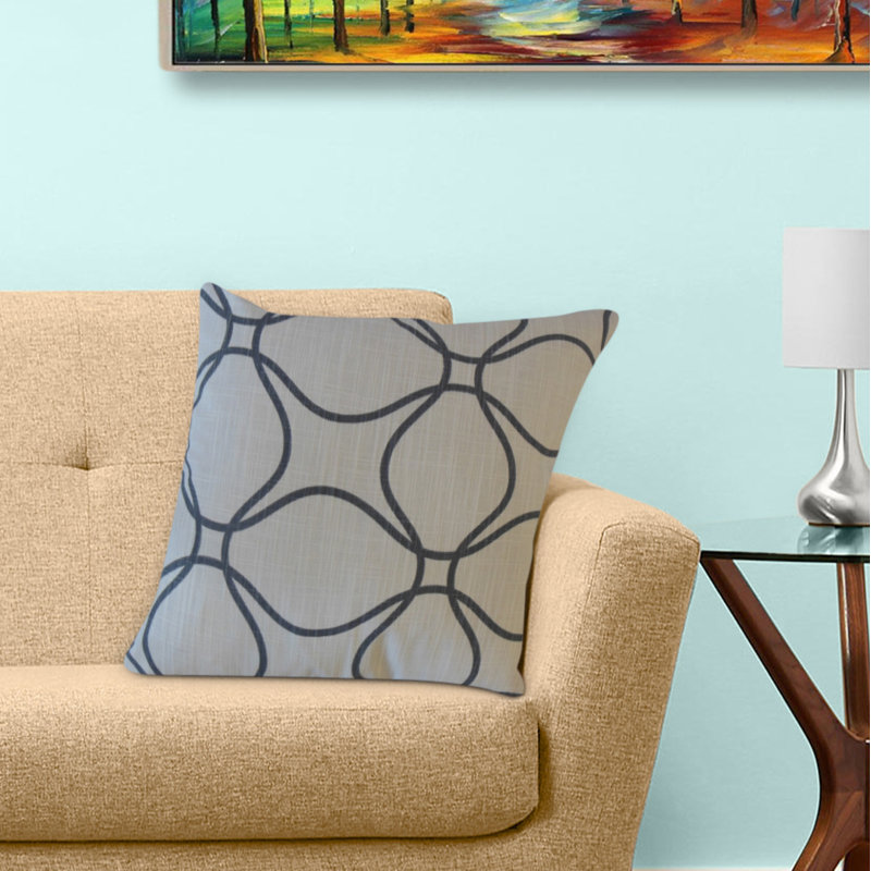 Coussin Lalage, 18 po x 18 po, Gris / Bleu clair, Coussin décoratif