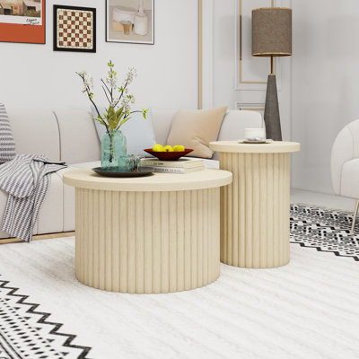 Round Nesting Coffee Tables Set of 2 by mixtavie