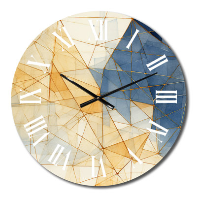 Horloge murale minimaliste bleu et or II