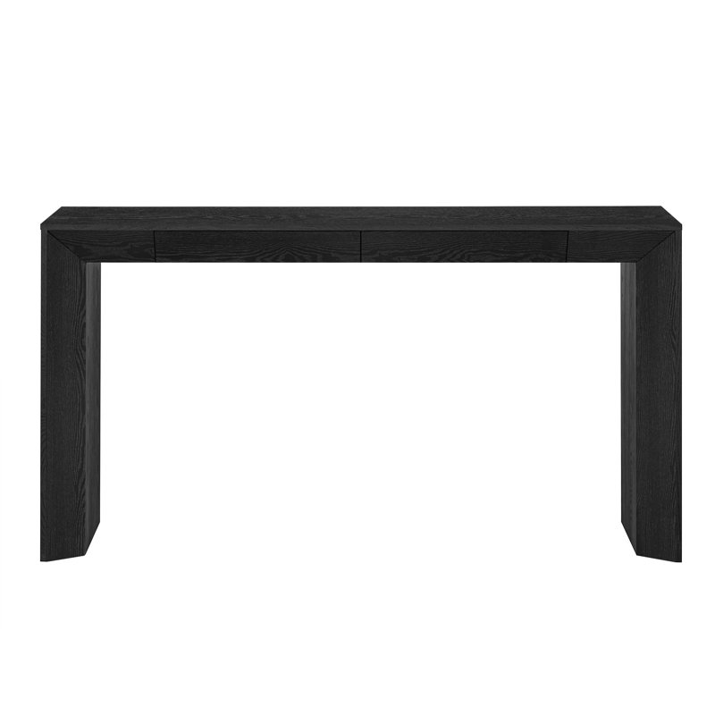 TREXM 60" Modern Farmhouse Console Table With 2 Concealed Drawers, Waterfall Design Entryway Table With Thickened Legs & Rustic Wood Grain For Living Room, Entryway & Hallway