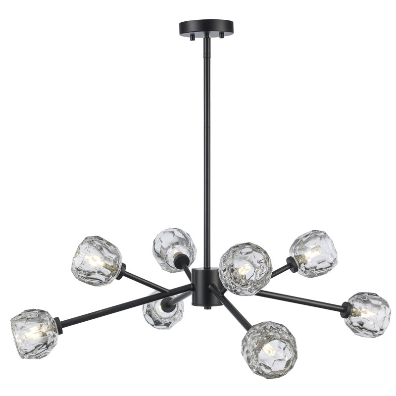 Lustre sphérique Spoutnik à 8 lumières Quaseem, Noir