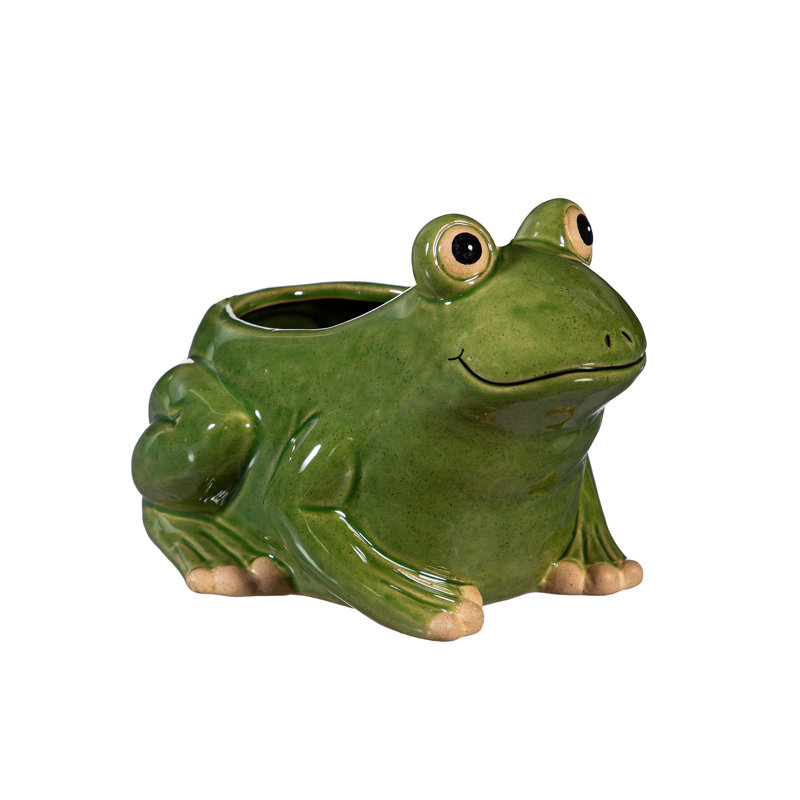 Pot de fleurs grenouille en céramique