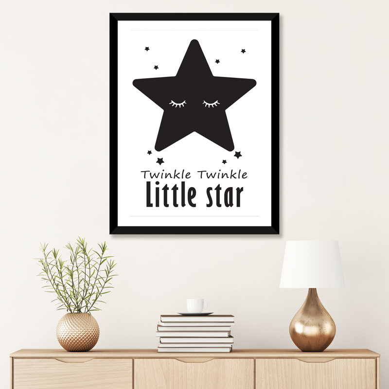 Twinkle Little Star - impression d'art graphique, Papier encadré noir, Blanc, H 32 po x l 24 po x P 1 po