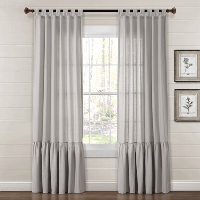 Cotton Blend Solid Sheer Tab Top Single Curtain Panel -  Lush Decor, 21T010448