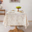 Housse de table de ferme rétro infroissable, motif brun sur tissu texturé en toile de jute crème pour la salle à manger, le chalet et les fêtes