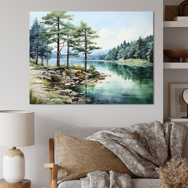 Pine Tree Reflections II - Reproduction d'art mural pin, H 34 po x l 44 po x P 1,5 po, Toile tendue