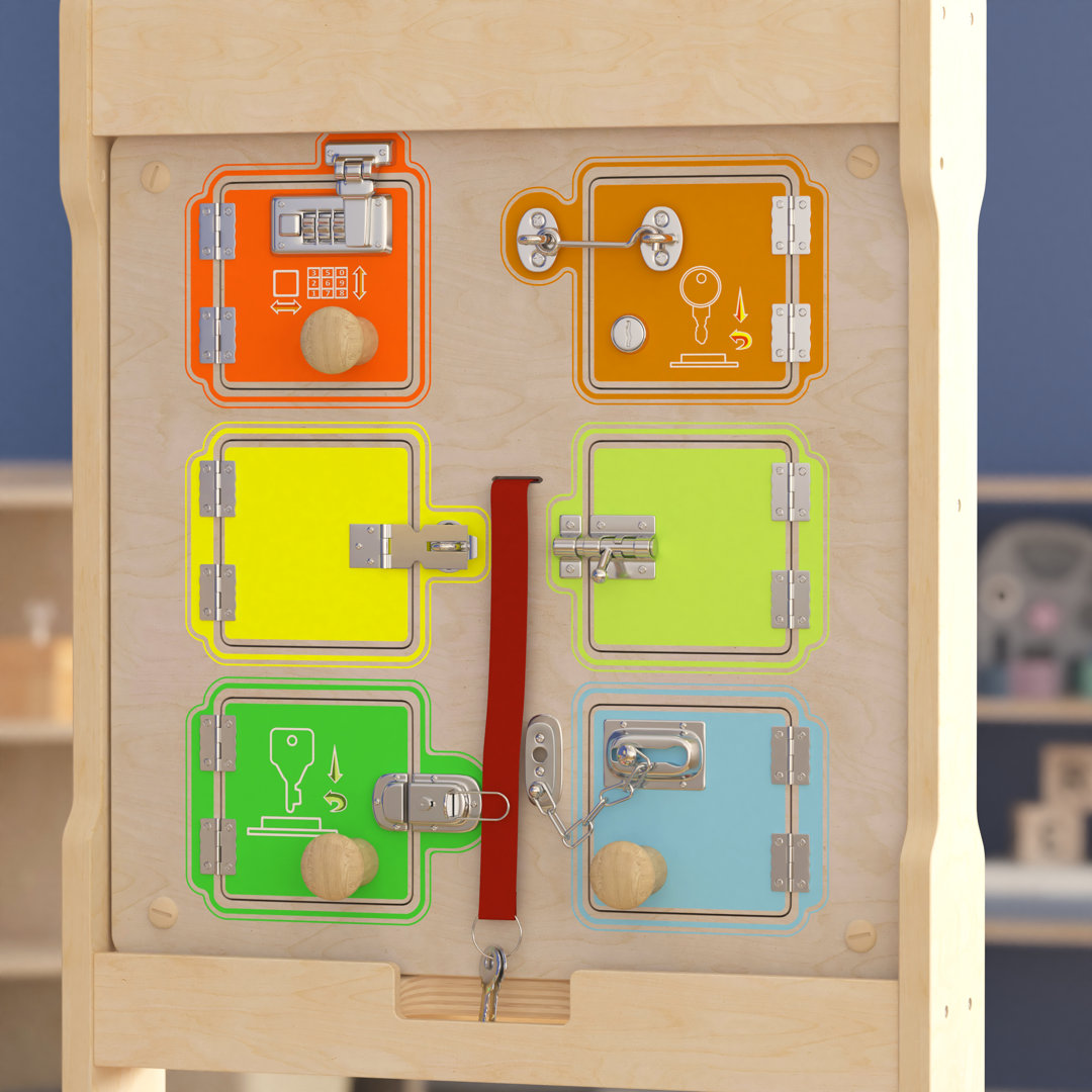 Bright Beginnings Commercial Grade Wooden Locks and Buckles STEAM Wall Accessory Board Bright Beginnings