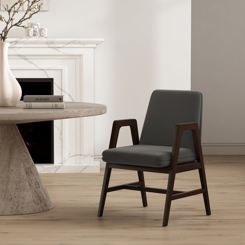 Chaise de salle à manger rembourrée en velours Stella, Graphite