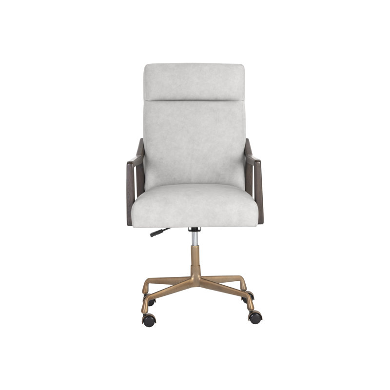 Collin Leather Swivel Office Chair, Grey Genuine Leather