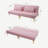 71" Convertible  sofa bed futon with gold metal legs teddy fabric (Pink)