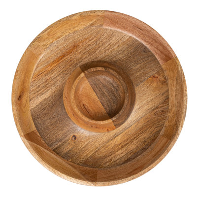 Plateau tournant en copeaux de bois de manguier et trempette avec accent de fer