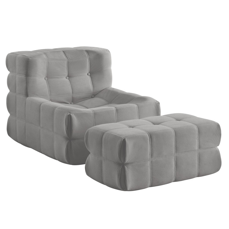 Canapé rembourré en mousse à mémoire de forme avec repose-pieds, Polyester gris clair