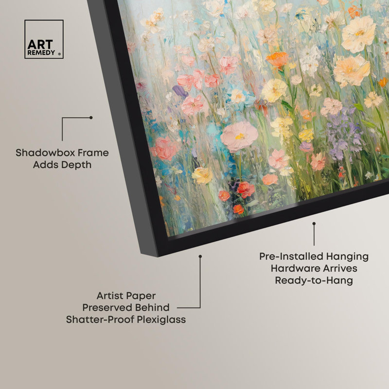 Art floral coloré Soft Art Flora II par Art Remedy, H 11 po x l 16 po, Noir
