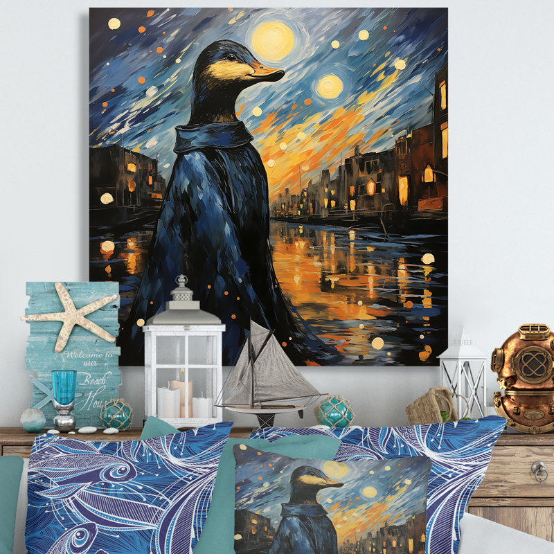 «Blue Duck At The Pond II», art mural canard, H 36 po x l 36 po x P 1,5 po, Toile tendue