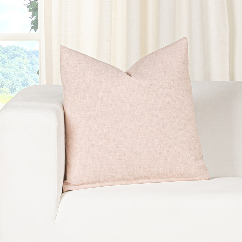 Coussin décoratif en faux lin Indy, Polyester, Carré 18 po, Rose
