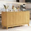 58" Farmhouse Sideboard Buffet Cabinet with 4 Doors & Adjustable Shelves, Curved Coffee Bar Cabinet-682754969