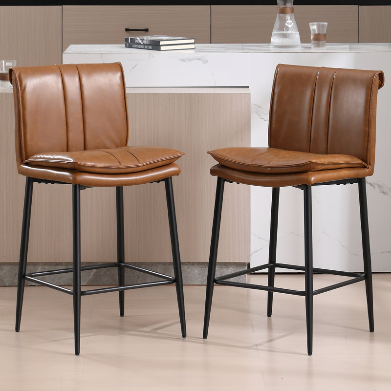 Modern Upholstered Counter Stool With Backrest, With Pedals,With Metal Frame, Counter Height Bar Stool For Kitchen Island,Coffee Bar.